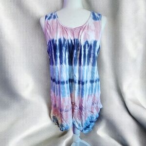 💖Tie-Dye Sleeveless Women's Top - Blue and Pink Size M